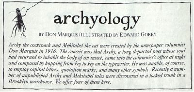 Illustration for Archyology by Don Marquis
The Atlantic
October, 1986
p80

